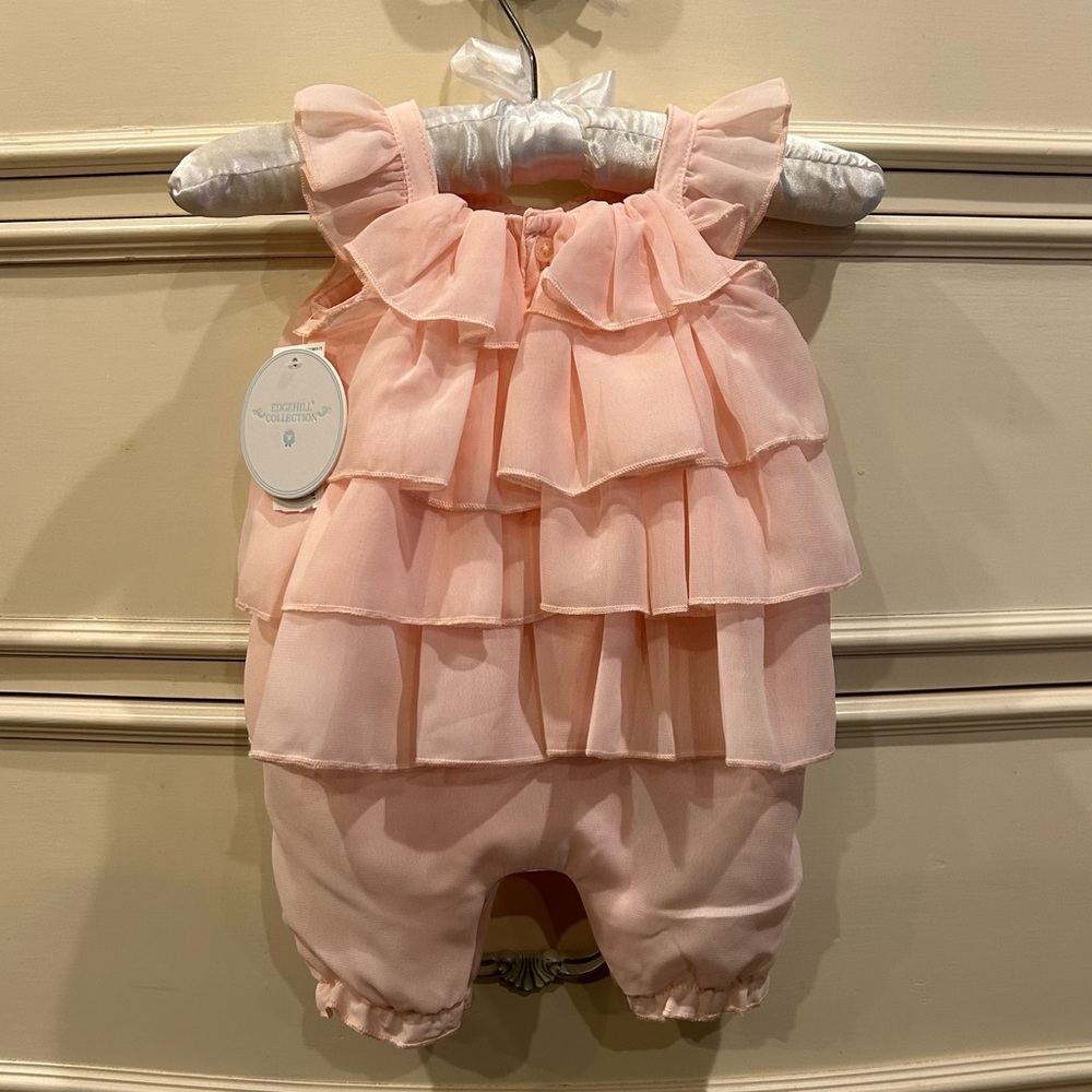 Edgehill Collection Chiffon Tiered Ruffle One Piece Romper